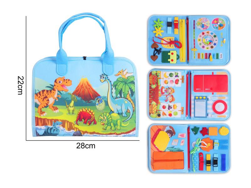 Montessori Early Childhood Education And Intelligence Development - 4-Page Blue Fruit Farmer'S Busy Edition With Felt