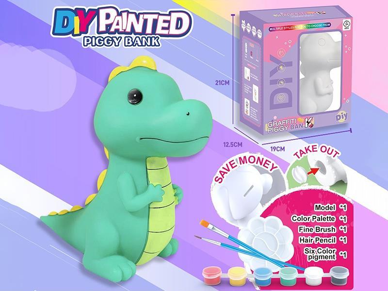 DIY Painted Piggy Bank - Dinosaur