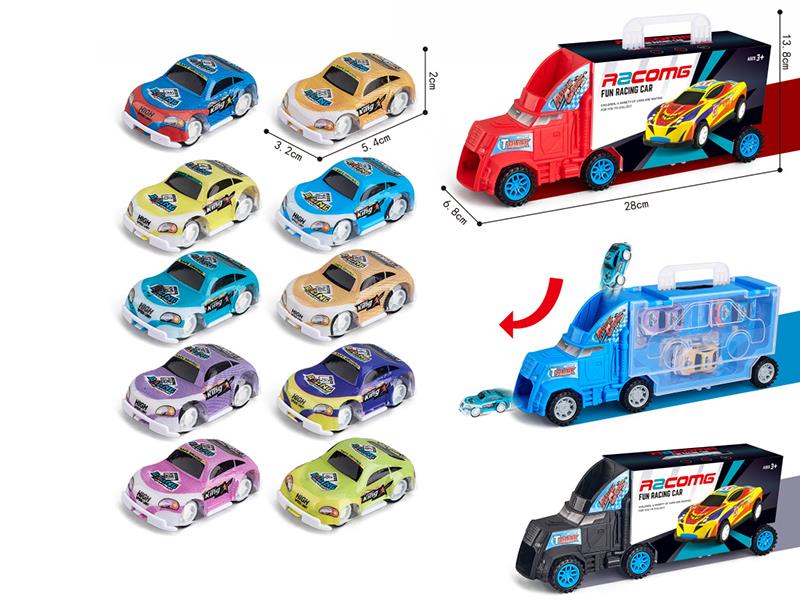 Storage Container Truck With 6 Pull Back PVC Cars
