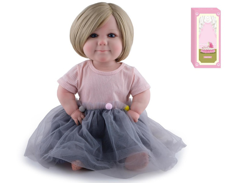 60cm Soft Plastic Reborn Doll(Wig Sheath)With Feeding-Bottle, Magnetic Pacifier, Diaper, Birth Card