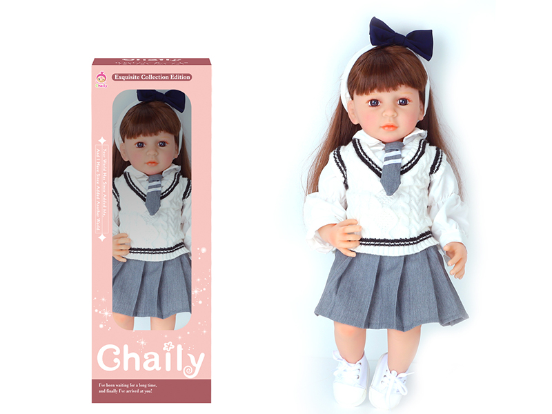 55CM Soft Glue High Simulation Baby Doll(Wig Sheath)With Diaper, Birth Card