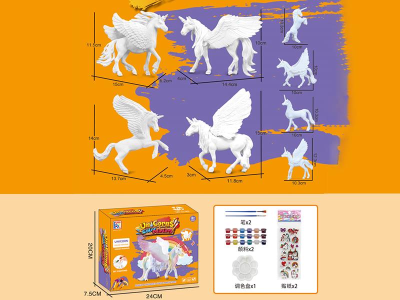 DIY Color Painting Medium Size Unicorn 4pcs + Small Size Unicorn 4pcs