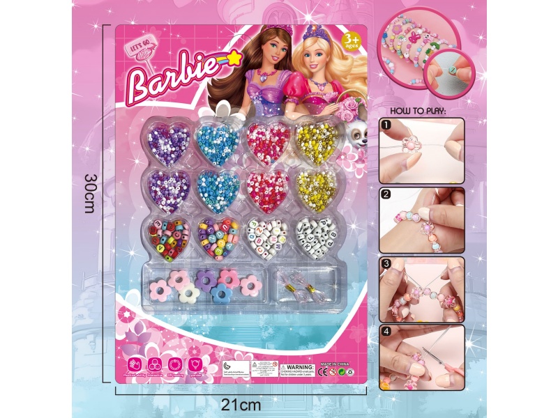 Baby Diy Beaded Jewelry Heart 14-Grid Multi-Color Beaded With 2 Threads