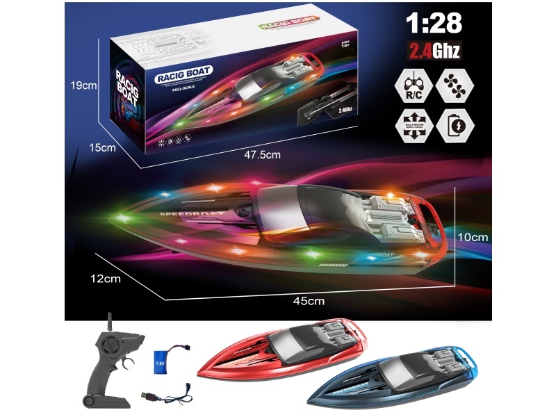 2.4G Twin-Paddle High-Speed Remote-Controlled Boat (With Lights)