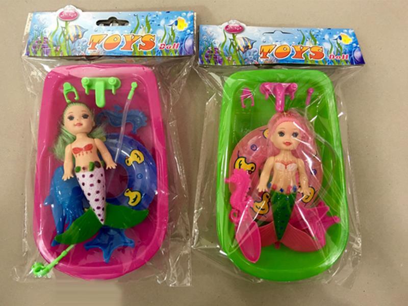 5-Inch Mermaid With Bathtub Lifebuoy Accessories
