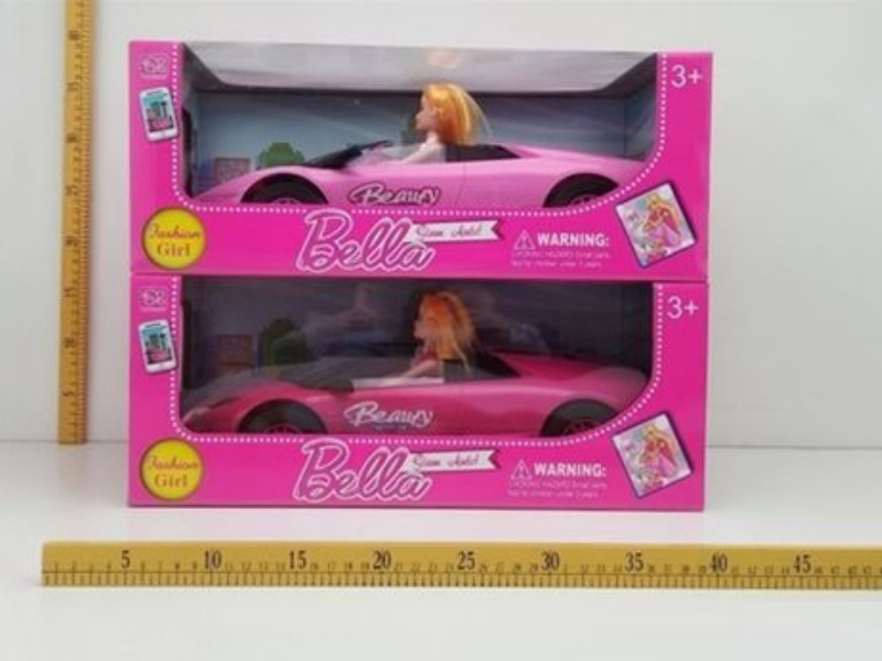 1:10 Realistic Blue And Pink Lamborghini Inertial Car + Barbie Doll