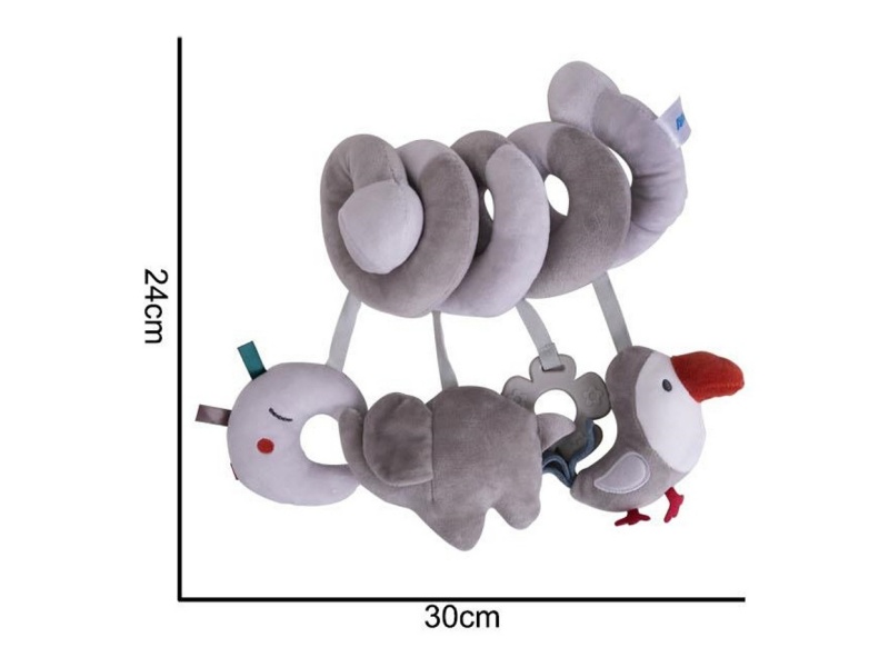 A Plush Grey Elephant And Bird Bed Encircles