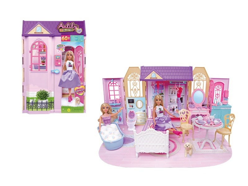 11.5-Inch Solid Body Doll Villa + Doorbell With Battery 3 Ag13(Brown Skin)