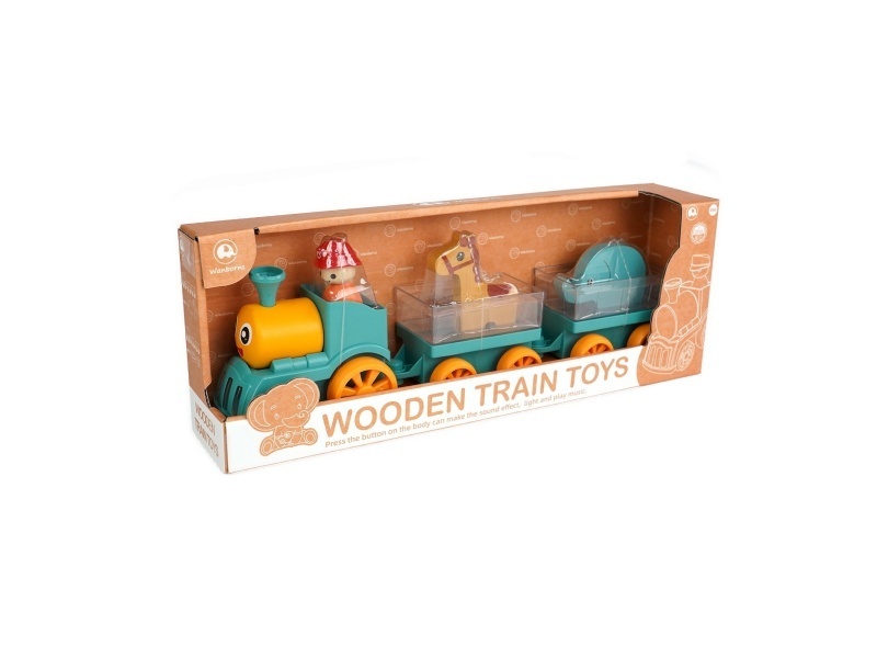 Wooden Train With Music, Lights, Electric Tow, Double Animal