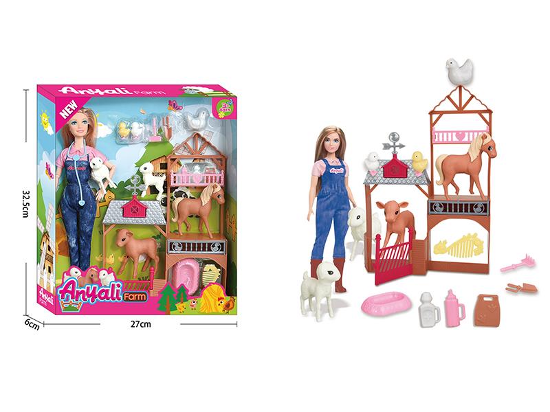 Jointed Doll Farm Set