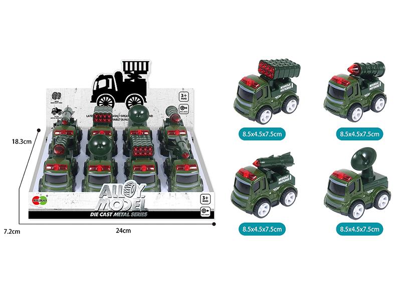 Q Version Pull Back Alloy Military Trucks 8pcs