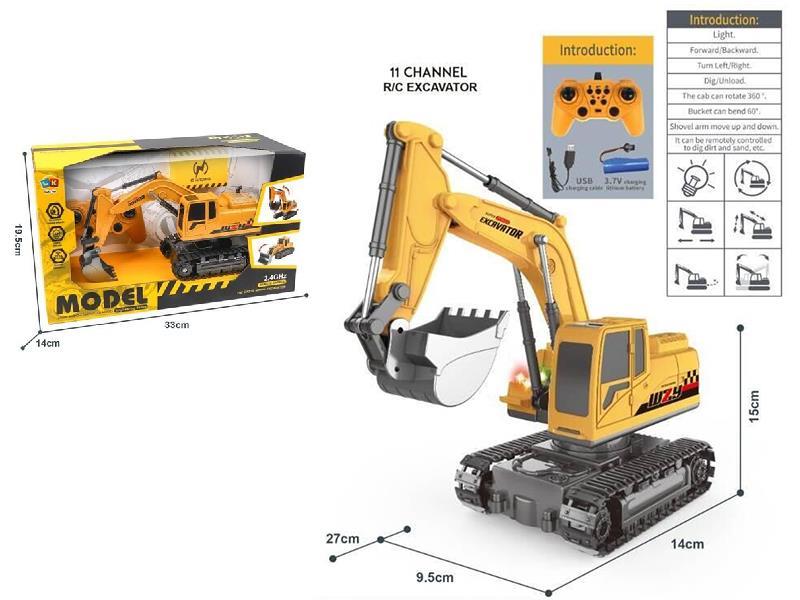 11-Channel Remote Control Alloy Excavator With Lights And Music