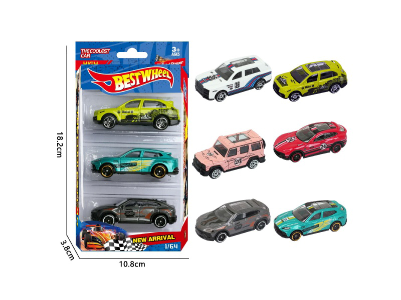 6-Piece 1:64 Suv, Hummer Alloy Car 3-Pack