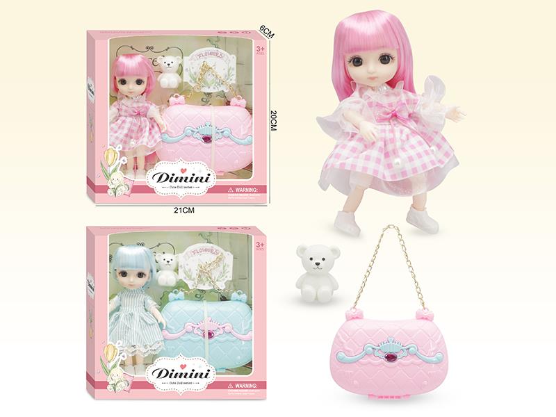 6 Inch Joints Body Cute Doll With Handbag