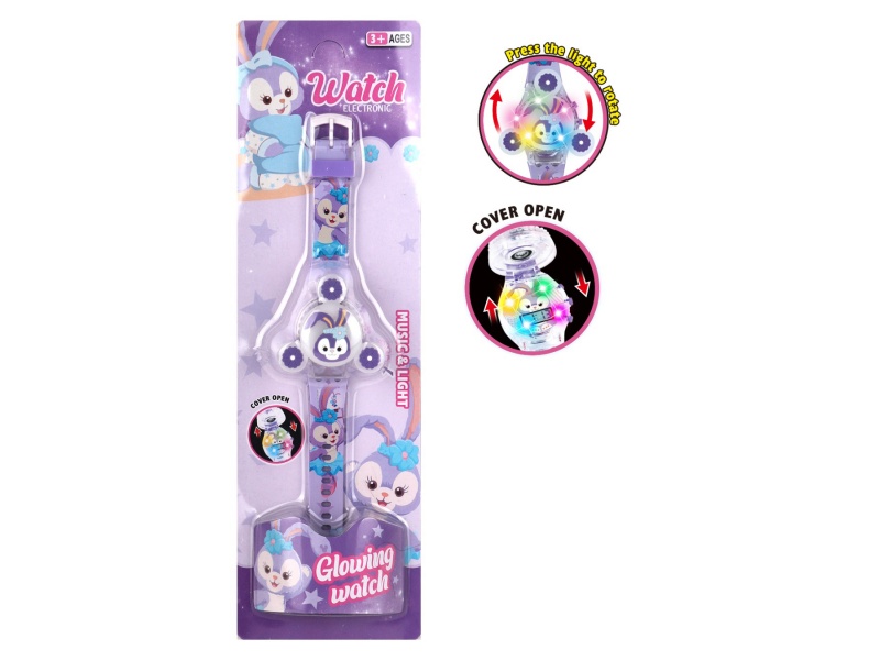 Three-Headed Star Dailu Rotating Light Music Watch