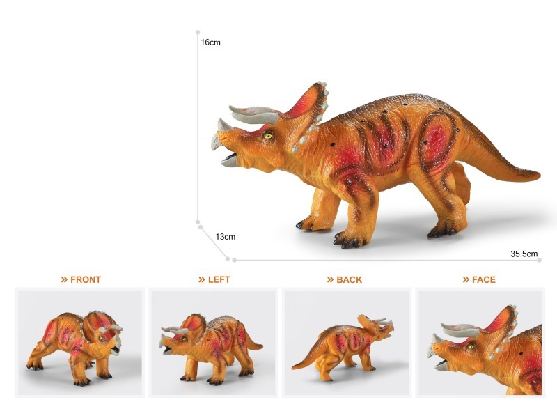 14-Inch Painted Thick-Fleshed, Cotton-Rich And Soft Rubber Triceratops