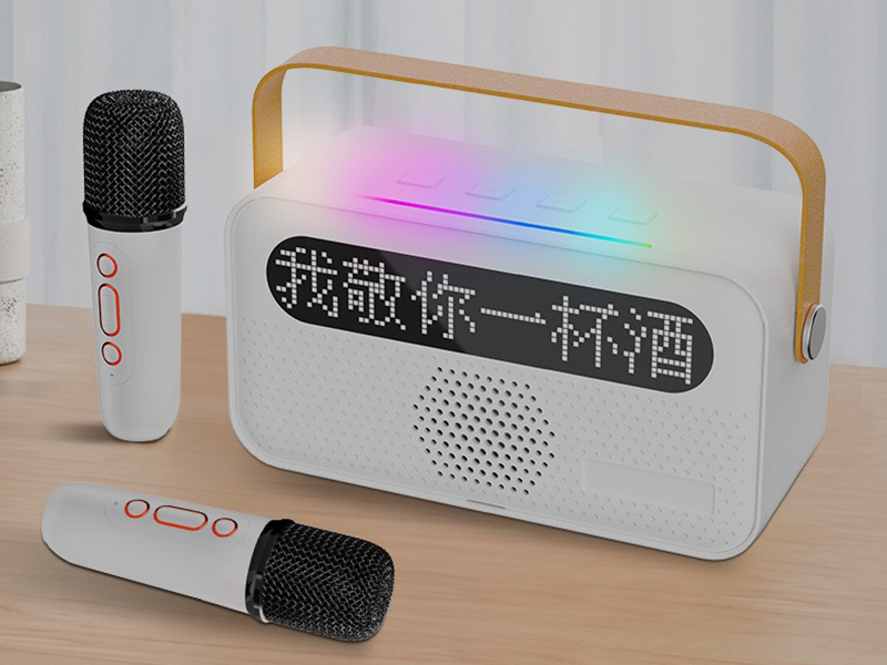 Bluetooth Karaoke Speaker Microphone Set(Lyrics Display)(Double Microphone)