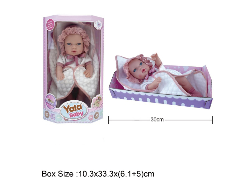 12-Inch Full Vinyl Baby Doll With Blanket For Newborns