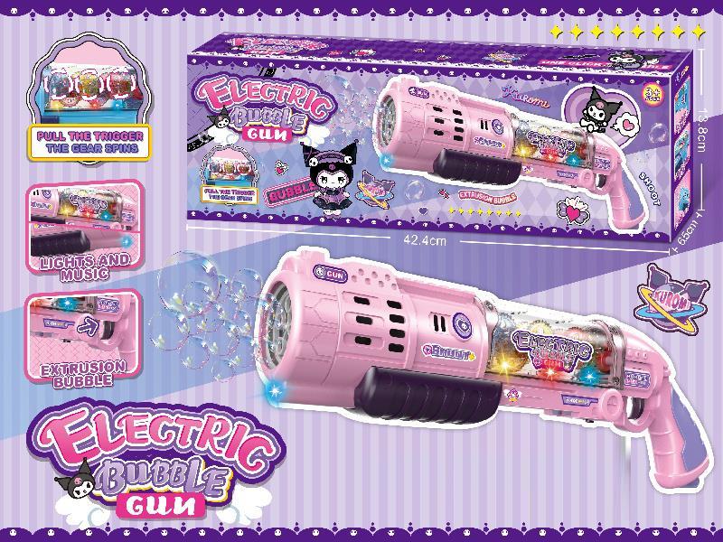 (Kulomi) 10-Hole Large Purple Electric Laifu Bubble Gun + Cool Lights And Music (With Gear Version)