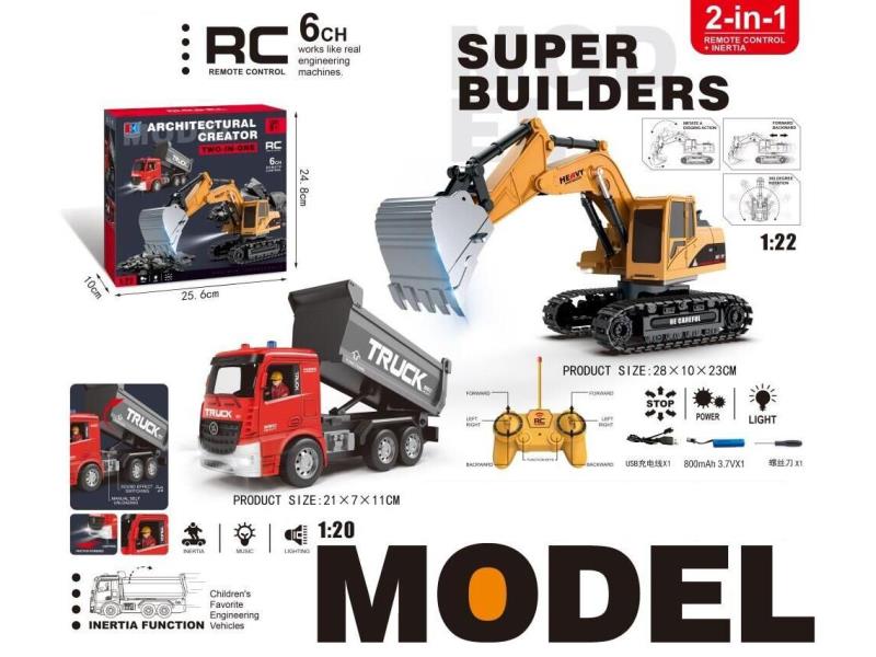 2-in-1 1.6-channel remote-controlled excavator