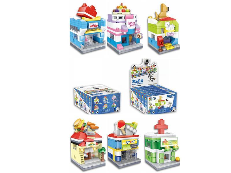Pet Shop/Gift Shop/Cake Shop/Burger Shop/Sporting Goods Shop/Medicine Shop Building Blocks 6PCS