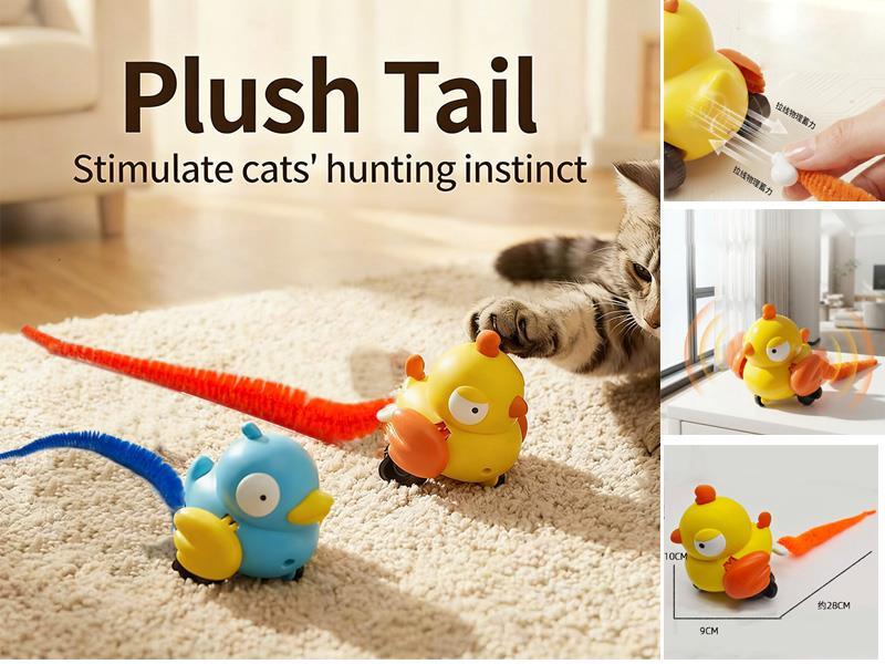 Pull Line Bird With Plush Tail