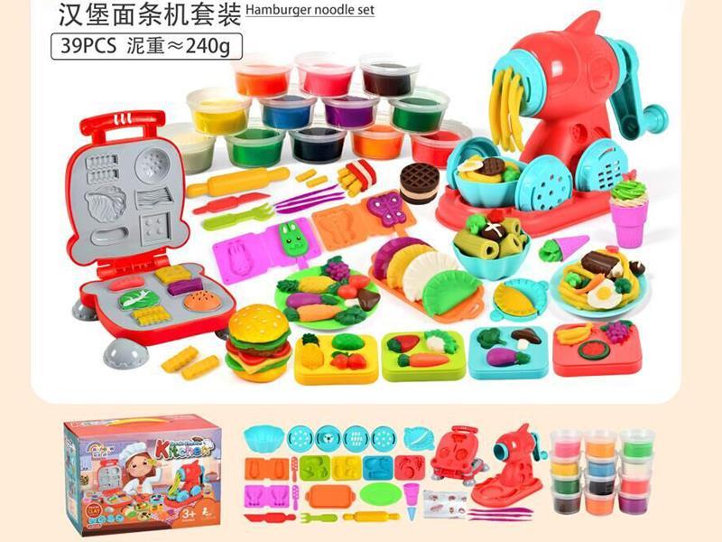 Noodle Machine + Hamburger Machine Color Clay Set(39pcs)