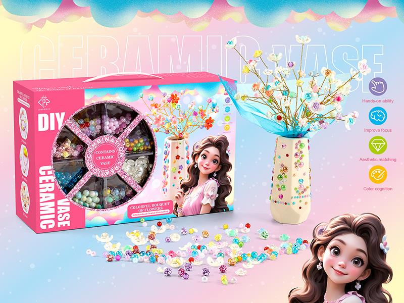 DIY Handmade Beaded Colorful Bouquet Of Flowers(With Ceramic Vase)