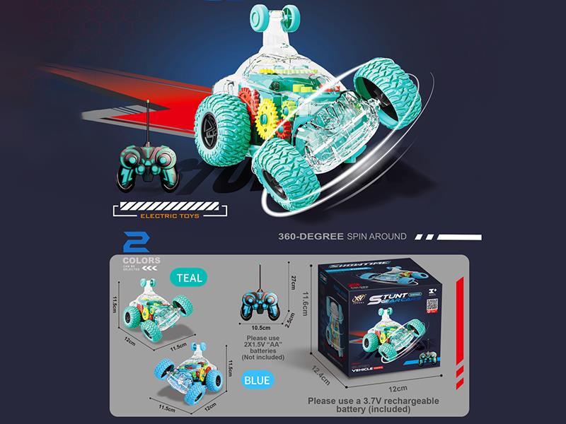 Remote Control Transparent Gear Stunt Car With Lights And Music