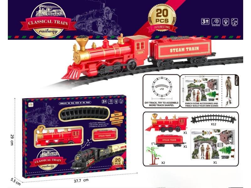 Electric Light And Music Track Train (With Power Included), Lithium Battery With Usb Cable, Children'S Electric Simulation Retro High-Speed Train Passing Track Car