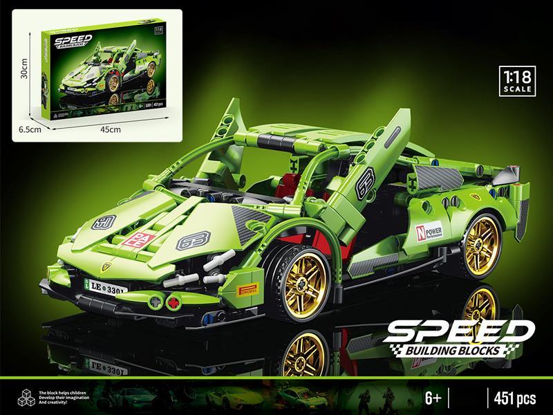 1:18 Lamborghini Pull Back Car Building Blocks 451pcs
