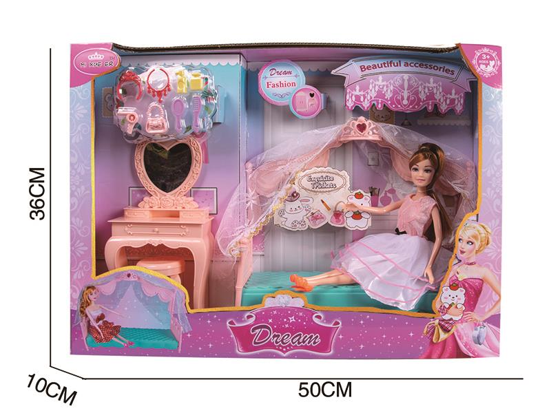 29cm Fashion Doll Bedroom Dressing Table Set