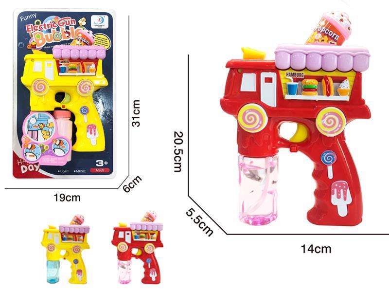 B/O Popcorn Dessert Bubble Car Bubble Gun With Light And Music