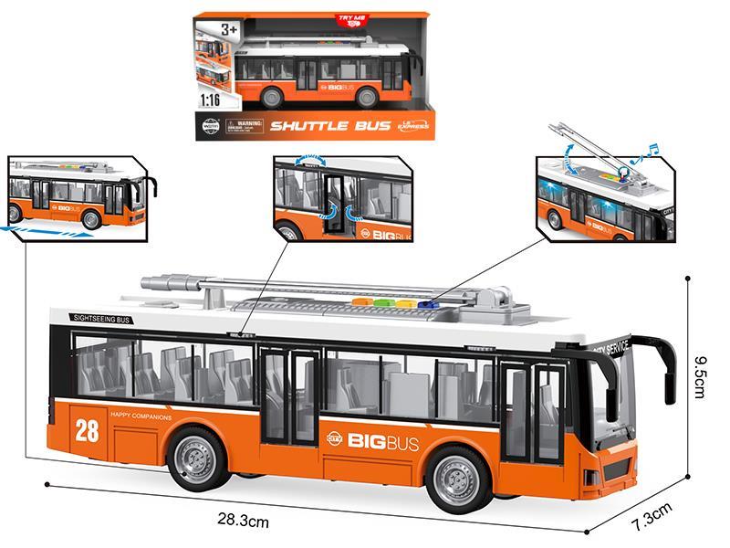 1:16 Friction Trolleybus(Opening Door,Light & Sound)