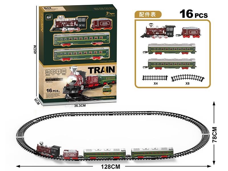 Classical Rail Train 16pcs(Sound And Lights)2 Modes Of Driving