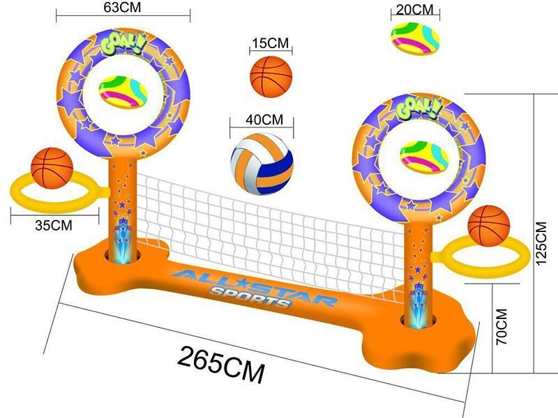 3 In 1 Inflatable Water Volleyball Rack