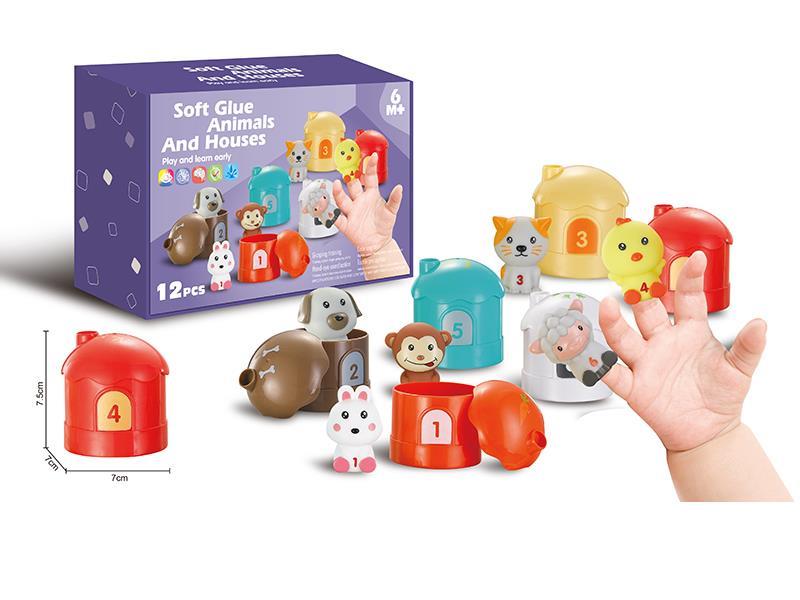 Soft Glue Animals And Houses 12pcs