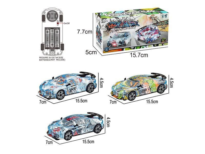 B/O Go And Bump Graffiti Car With Light And Music(Dinosaur Pattern) 1pcs