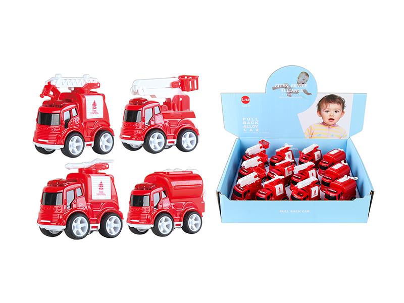Q Version Alloy Friction Fire Engine 12pcs
