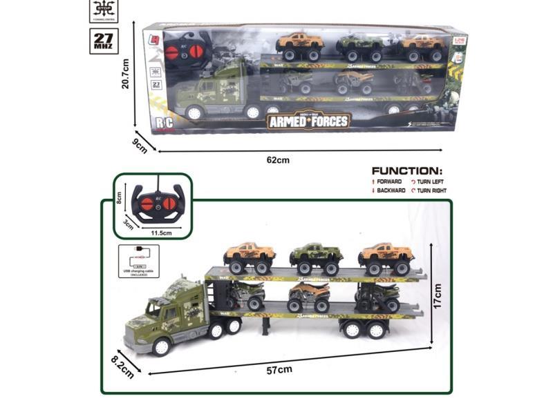 27Mhz Four-Way Remote Control Military Double-Decker Flatbed Trailer (Including Electricity)