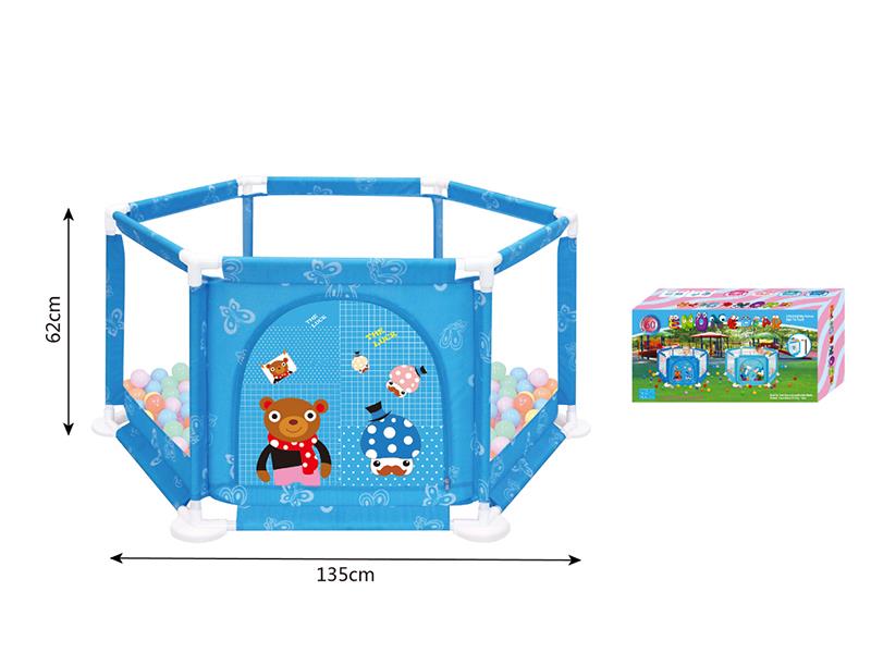 Blue Hexagonal Fence Ball Pool + 60 Balls