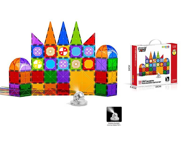 56Pcs Magnetic Film Castle Suit With Light - Standard Version