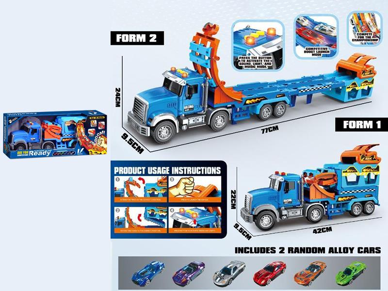 Friction Flodable Deform Track Storage Truck + 2 Alloy Cars