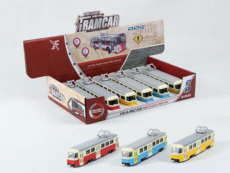 1:90 (Classic Edition)Pull Back Alloy Tram Car, 2 Doors Can Open(6PCS)