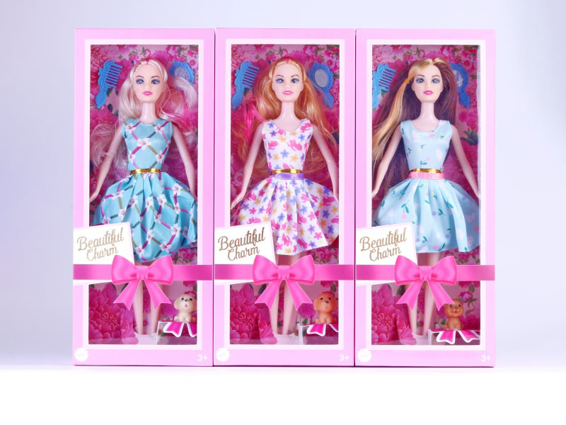 3 Sets Of Mixed 11.5-Inch Fashionable Dolls With Loose Hands And Thighs, Paired With Comb Glasses And Pet Dog Shoes