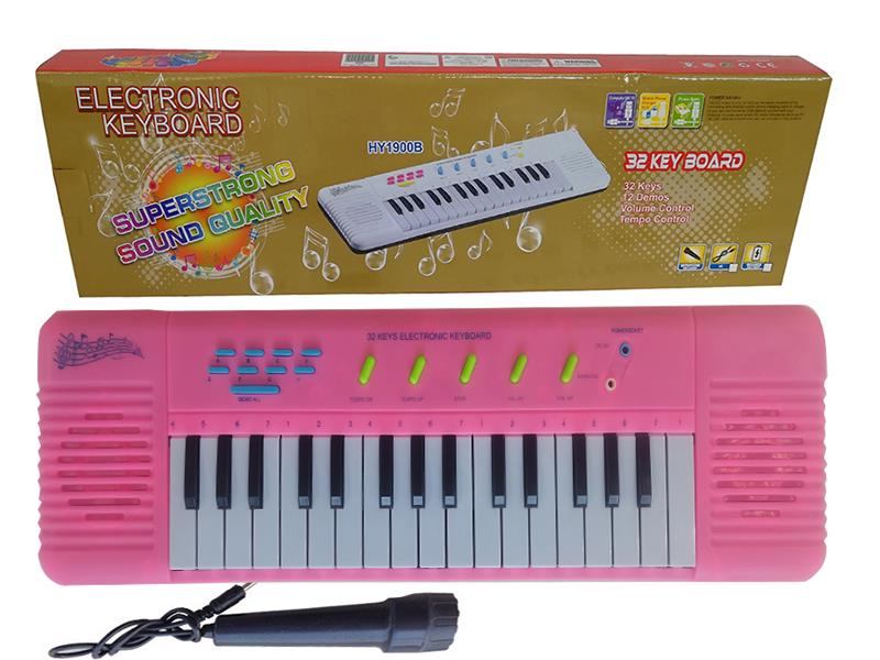 32 Keys Electronic Organ/(Pink, With Microphone)