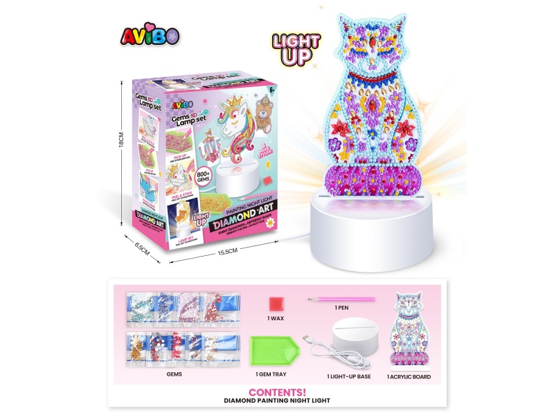 Diamond Painting Little Cat LED Night Light