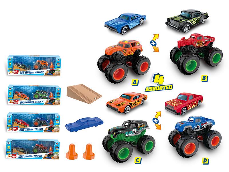 1:64 Alloy Monster Truck Muscle Car Slope Set