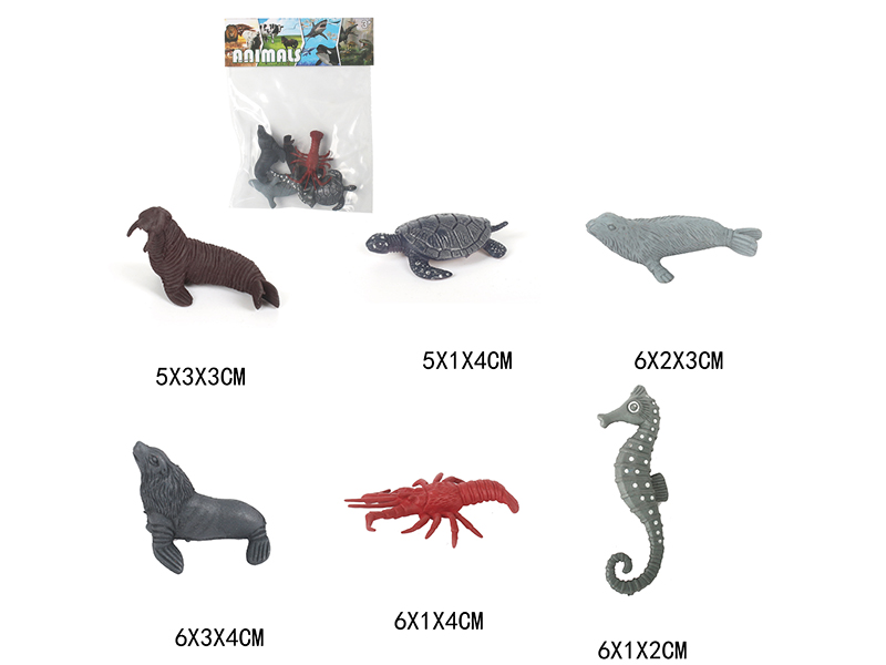 Solid Mini Sea Animal Set 6pcs