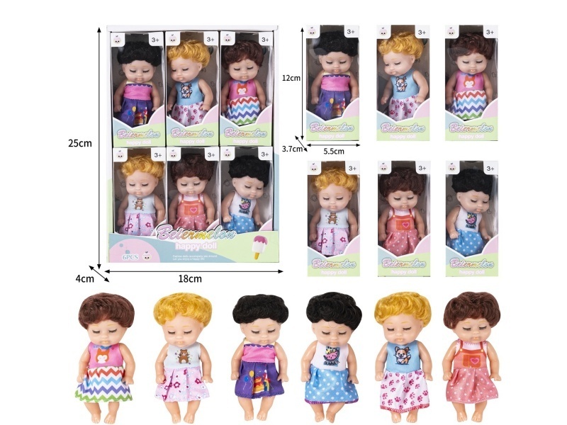 4-Inch Solid Sleeping Doll (6-Piece Set)